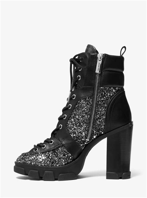 michael michael kors ridley glitter and leather lace-up boot|Michael Kors Ridley Lace.